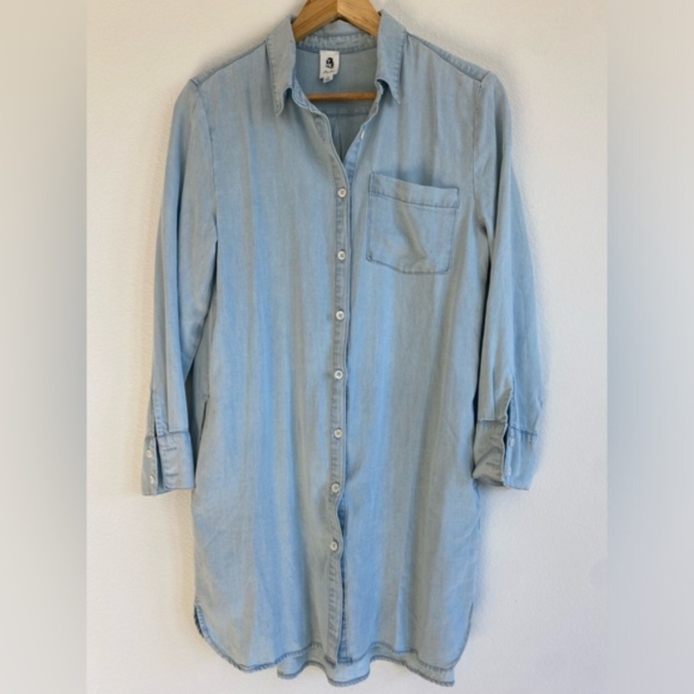 Flawless women’s denim collared button up shirt dress